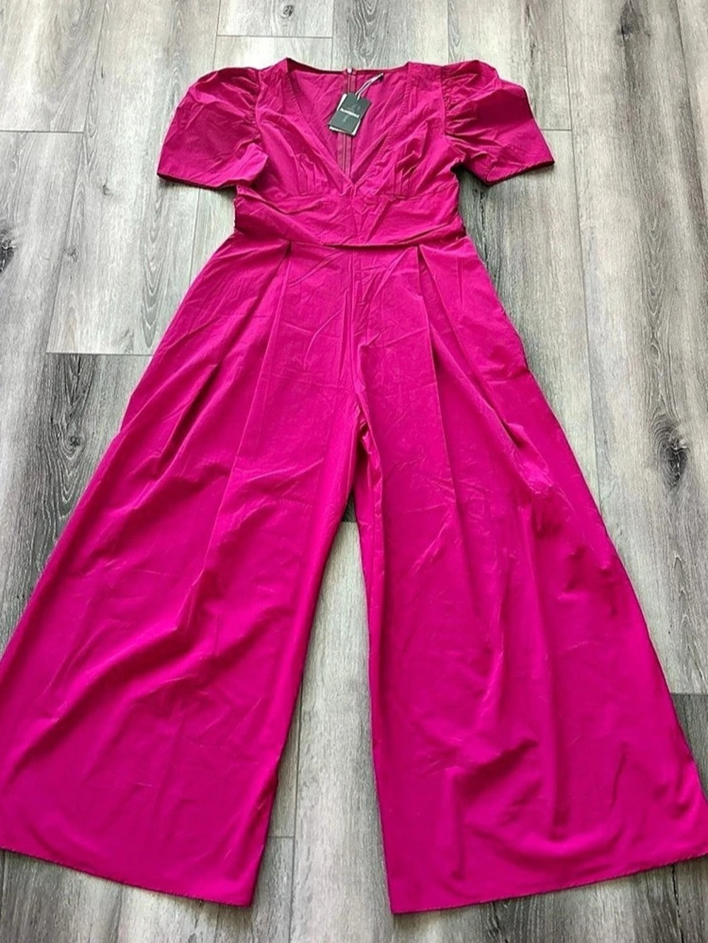FLAMINGALS wide leg Puffy Sleeves quick dry  jumpsuit rosepink 2 pockets -XL NWT